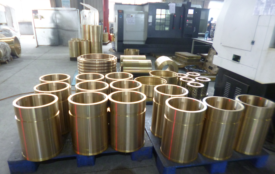 CNC machining workshop for bronze bushings and machined bronze components