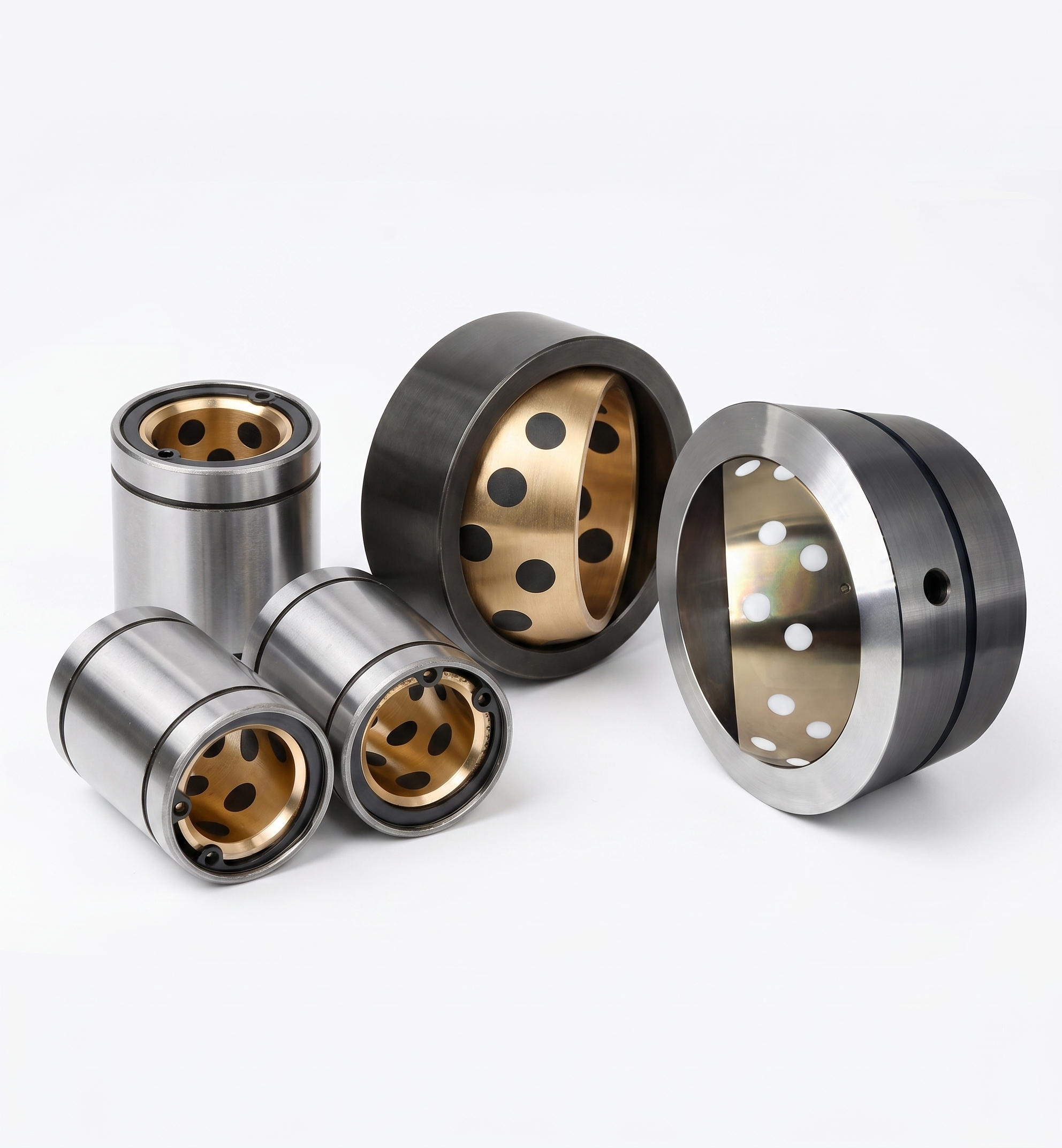 Steel backed bimetal bushings with bronze bearing layer for industrial equipment